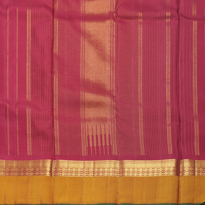Hayagrivas Handloom Fluorescent Green Kanjivaram Silk Saree with Golden Orange Border KBF625G9-1