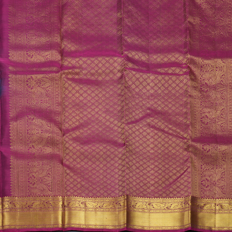 Hayagrivas Handloom Bottle Green Kanjivaram Silk Saree with Purple Border KBF626G1-3