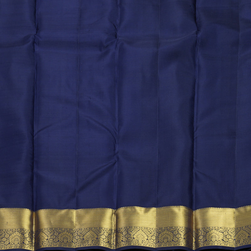 Hayagrivas Handloom Rust Orange Kanjivaram Silk Saree with Midnight Blue Border KBF626G1-4