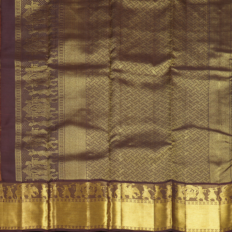 Hayagrivas Handloom Rust Orange Kanjivaram Silk Saree with Coffee Brown Border KBF626G2-18