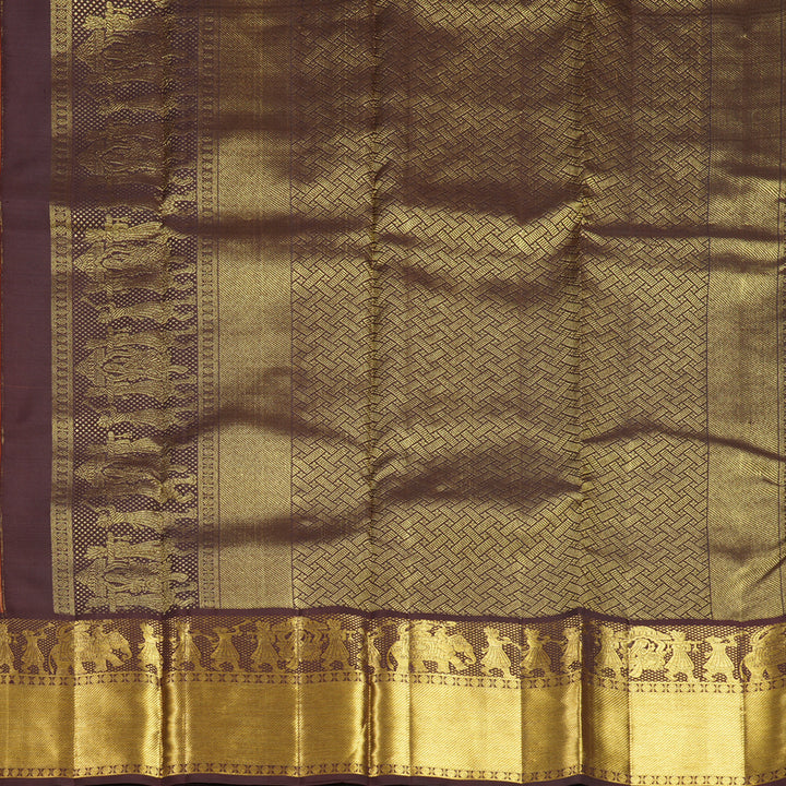 Hayagrivas Handloom Rust Orange Kanjivaram Silk Saree with Coffee Brown Border KBF626G2-18