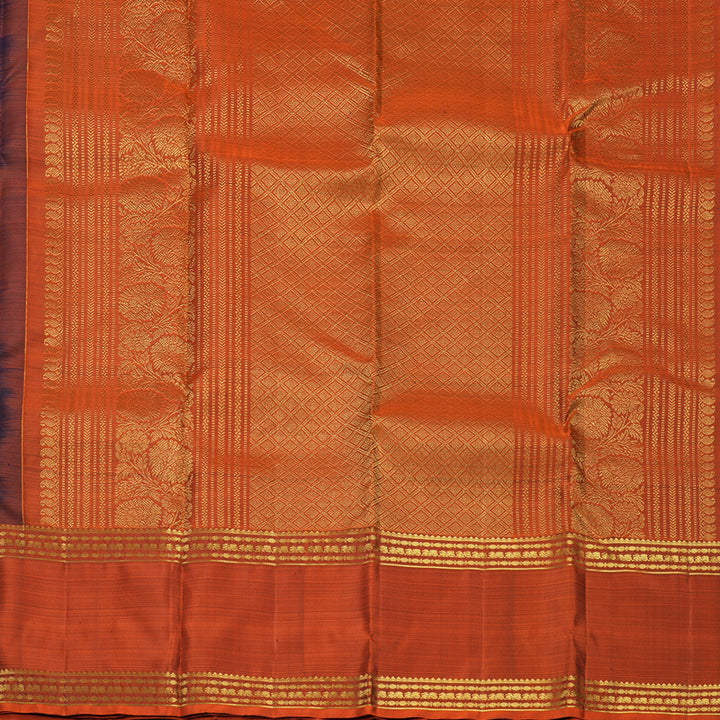 Hayagrivas Handloom Deep Jamun Kanjivaram Silk Saree with Rust Orange Border KBF626G2-21