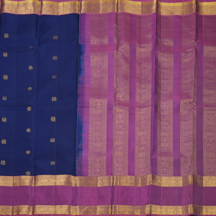 Hayagrivas Handloom Navy Blue Kanjivaram Silk Saree with Purple Border KBF626G2-22