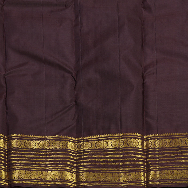 Hayagrivas Handloom Rust Orange Kanjivaram Silk Saree with Dark Brown Border KBF626G2-23