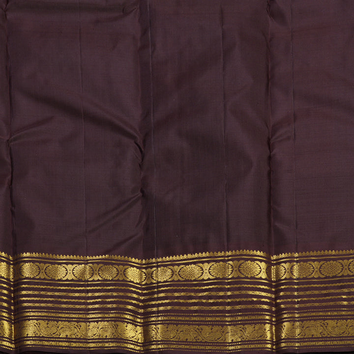 Hayagrivas Handloom Rust Orange Kanjivaram Silk Saree with Dark Brown Border KBF626G2-23