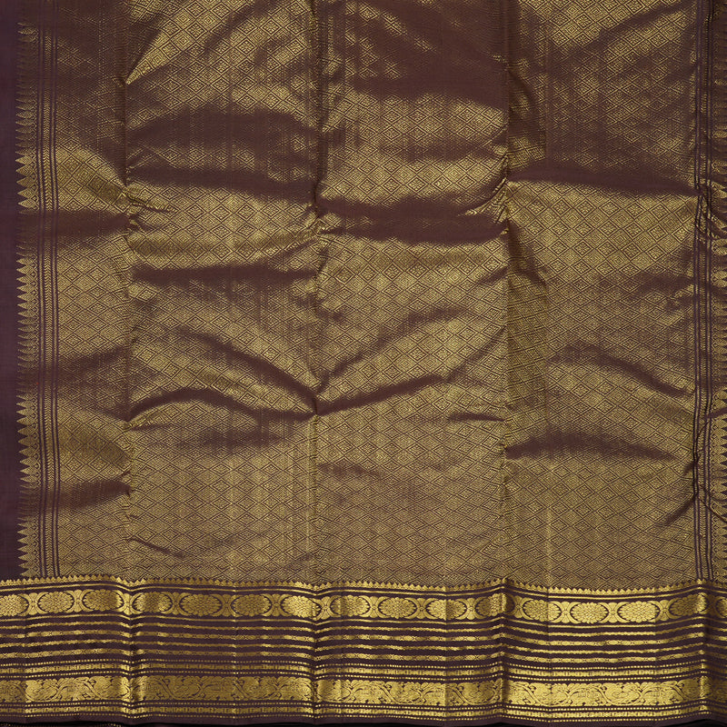 Hayagrivas Handloom Rust Orange Kanjivaram Silk Saree with Dark Brown Border KBF626G2-23