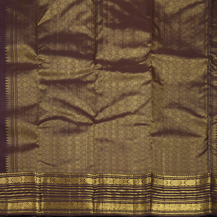 Hayagrivas Handloom Rust Orange Kanjivaram Silk Saree with Dark Brown Border KBF626G2-23