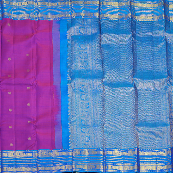 Hayagrivas Handloom Purple Kanjivaram Silk Saree with Ananda Blue Border KBF626G2-27
