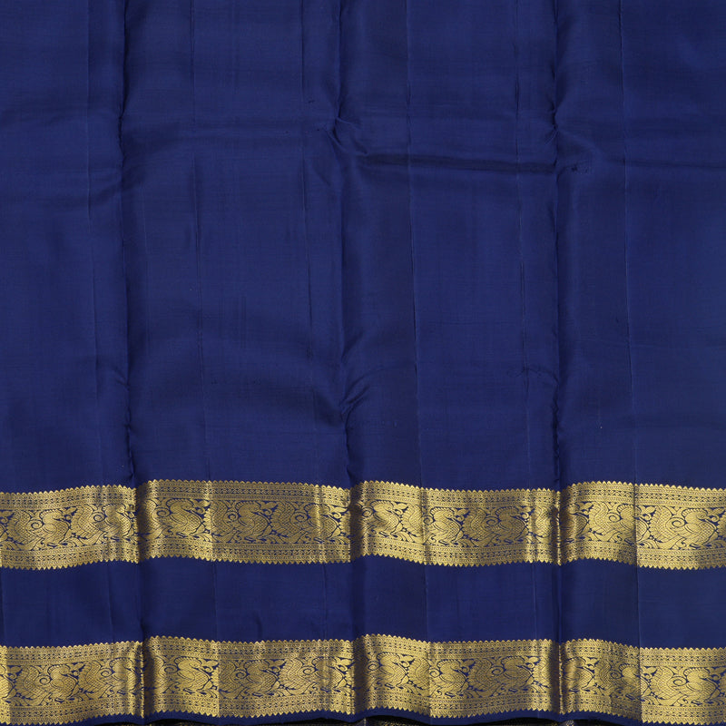 Hayagrivas Handloom Peacock Green Kanjivaram Silk Saree with Navy Blue Border KBF626G2-7