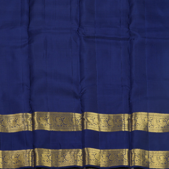 Hayagrivas Handloom Peacock Green Kanjivaram Silk Saree with Navy Blue Border KBF626G2-7