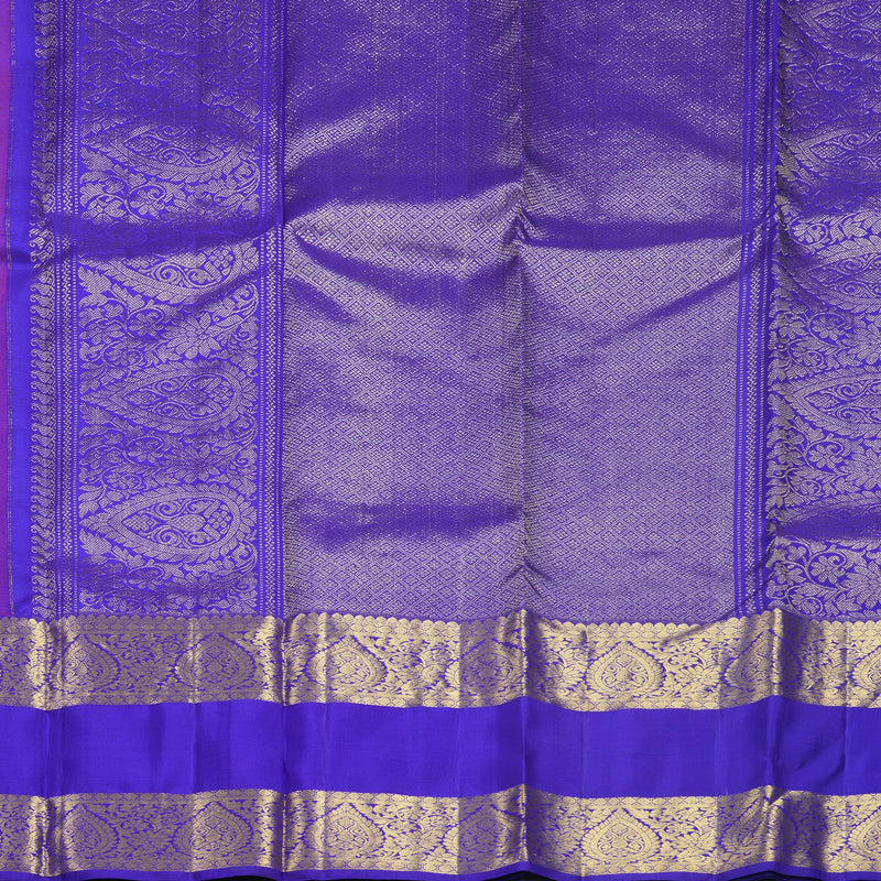 Hayagrivas Handloom Purple Kanjivaram Silk Saree with Purplish-Blue Border KBF626G3-3