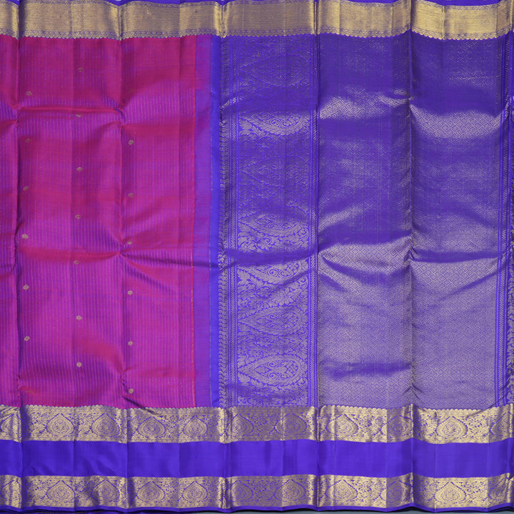 Hayagrivas Handloom Purple Kanjivaram Silk Saree with Purplish-Blue Border KBF626G3-3