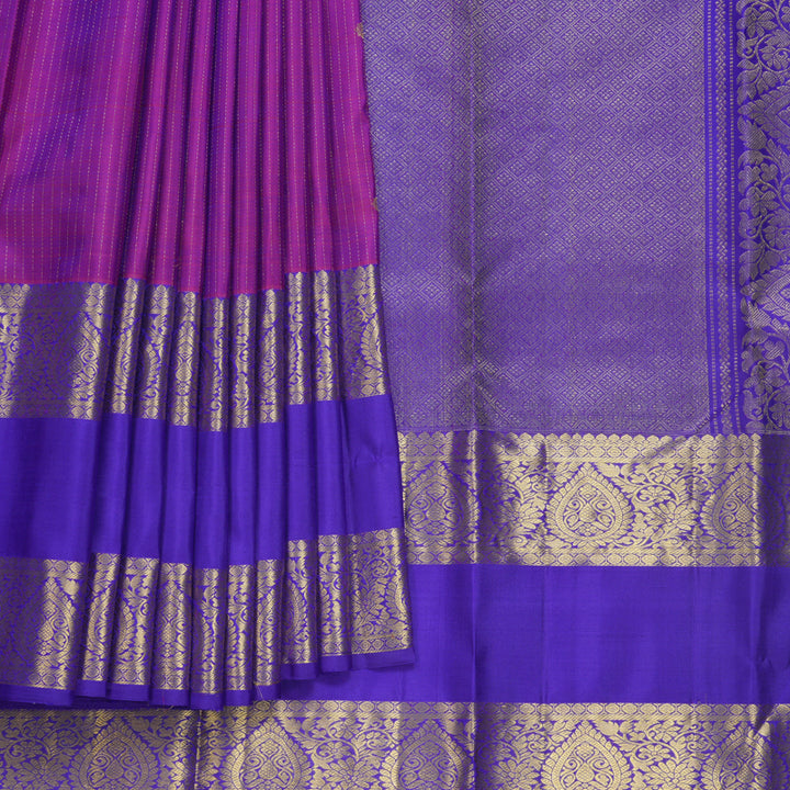 Hayagrivas Handloom Purple Kanjivaram Silk Saree with Purplish-Blue Border KBF626G3-3