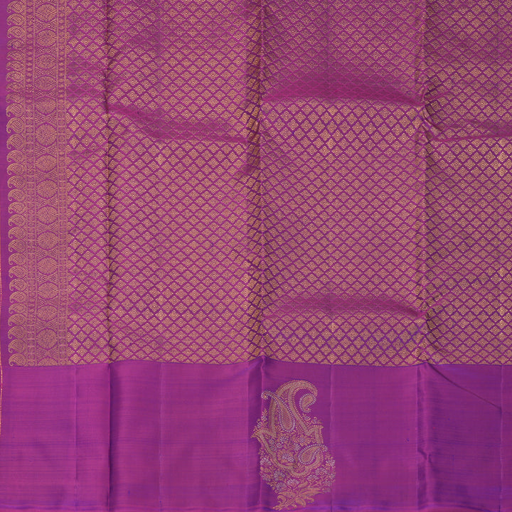 Hayagrivas Handloom Peacock Blue Kanjivaram Silk Saree with Purple Border KBF626G3-5