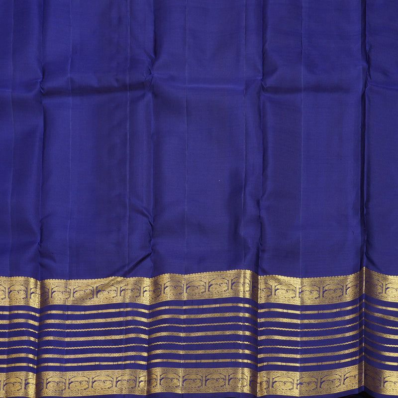 Hayagrivas Handloom Rust Maroon Kanjivaram Silk Saree with Dark Blue Border KBF626G4-1