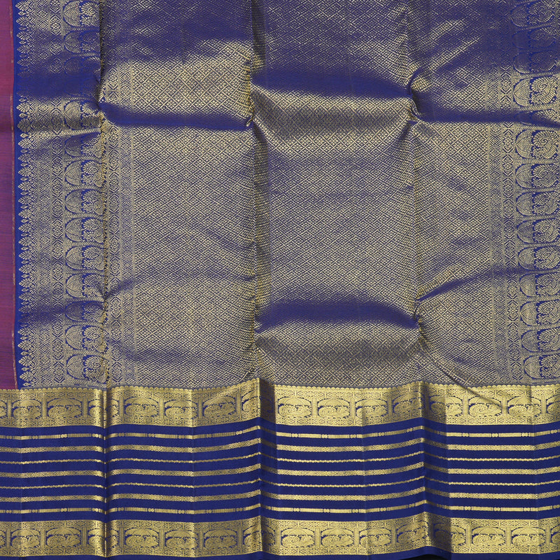 Hayagrivas Handloom Rust Maroon Kanjivaram Silk Saree with Dark Blue Border KBF626G4-1