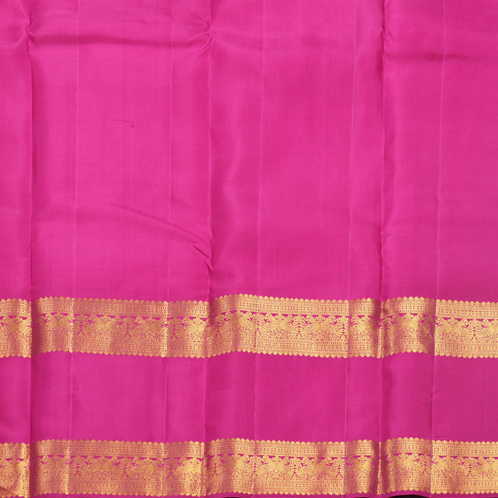 Hayagrivas Handloom Orangish-Pink Kanjivaram Silk Saree with Rani Pink Border KBF626G5-2