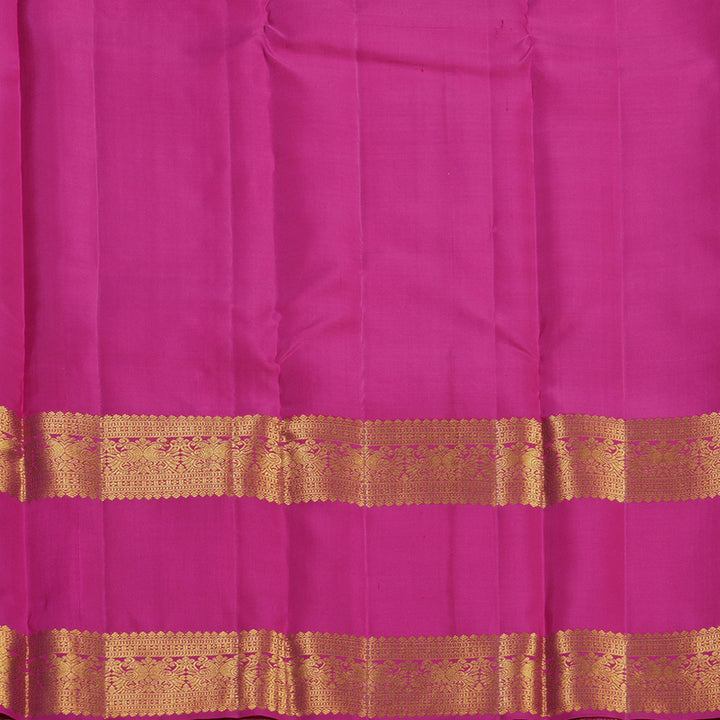 Hayagrivas Handloom Orangish-Pink Kanjivaram Silk Saree with Rani Pink Border KBF626G5-3