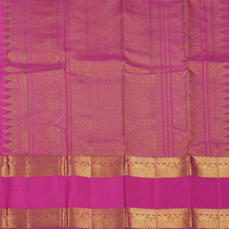 Hayagrivas Handloom Orangish-Pink Kanjivaram Silk Saree with Rani Pink Border KBF626G5-3