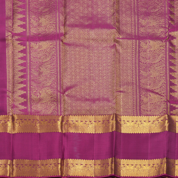 Hayagrivas Handloom Bottle Green Kanjivaram Silk Saree with Purple Border KBF626G5-4