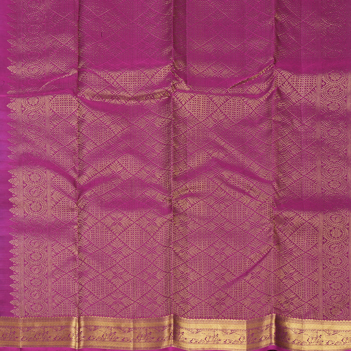 Hayagrivas Handloom Bottle Green Kanjivaram Silk Saree with Purple Border KBF626G7-3