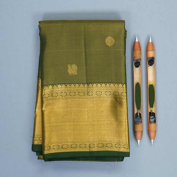 Hayagrivas Handloom Bottle Green Kanjivaram Silk Saree KBF626G9-2