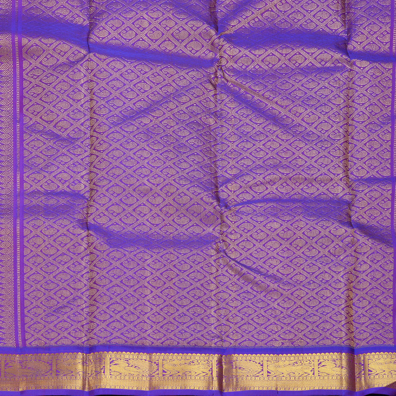 Hayagrivas Handloom Mambazham Orange Kanjivaram Silk Saree with Purple Border KBF627G10-1