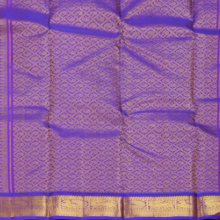 Hayagrivas Handloom Mambazham Orange Kanjivaram Silk Saree with Purple Border KBF627G10-1