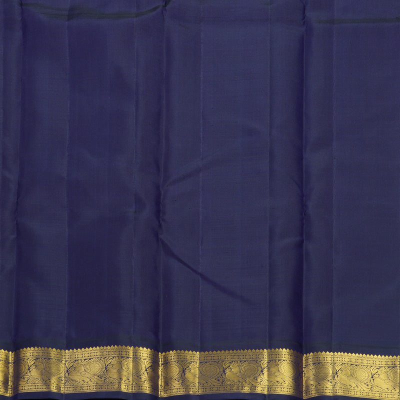 Hayagrivas Handloom Orangish-Pink Kanjivaram Silk Saree with Deep Blue Border KBF627G12-1