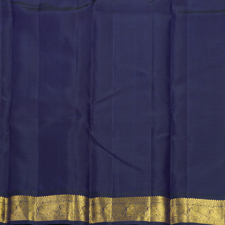 Hayagrivas Handloom Orangish-Pink Kanjivaram Silk Saree with Deep Blue Border KBF627G12-1