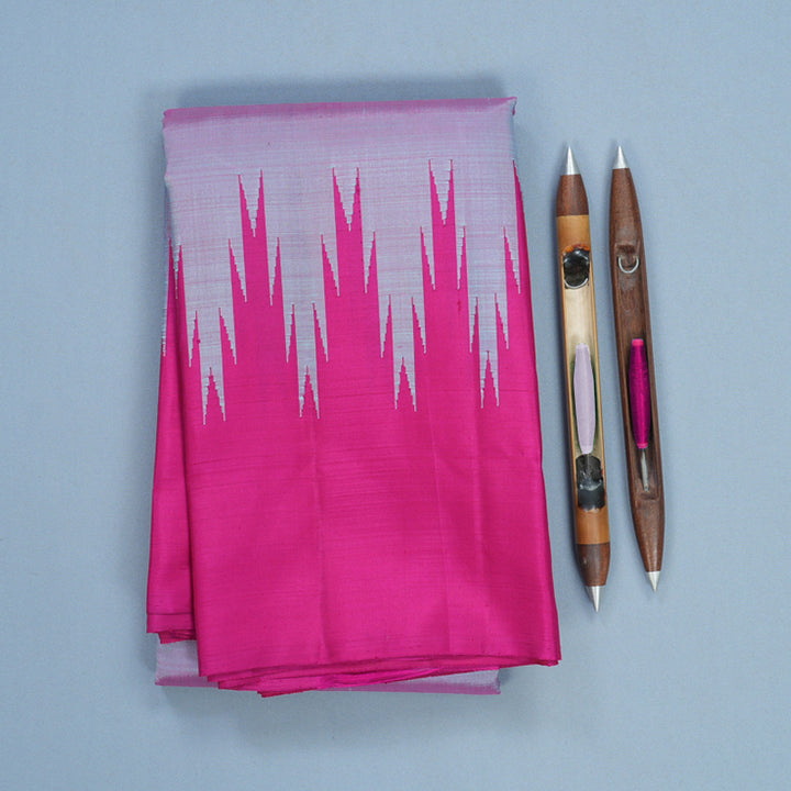 Hayagrivas Handloom Blue-Purple Kanjivaram Silk Saree with Rani Pink Border KBF627G13-1