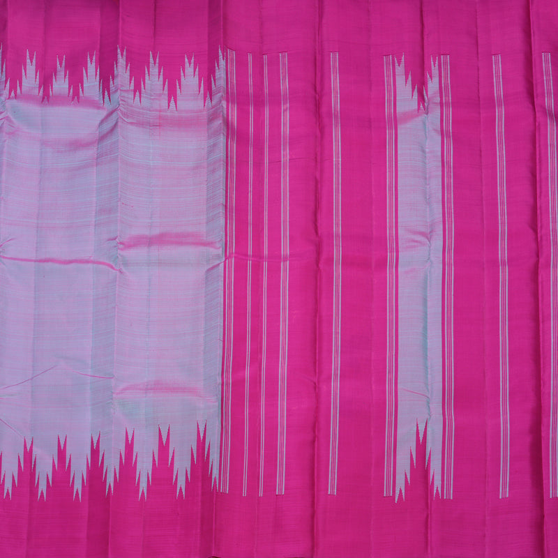 Hayagrivas Handloom Blue-Purple Kanjivaram Silk Saree with Rani Pink Border KBF627G13-1