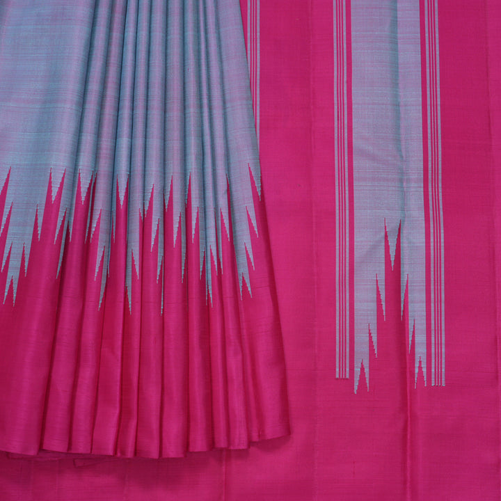 Hayagrivas Handloom Blue-Purple Kanjivaram Silk Saree with Rani Pink Border KBF627G13-1