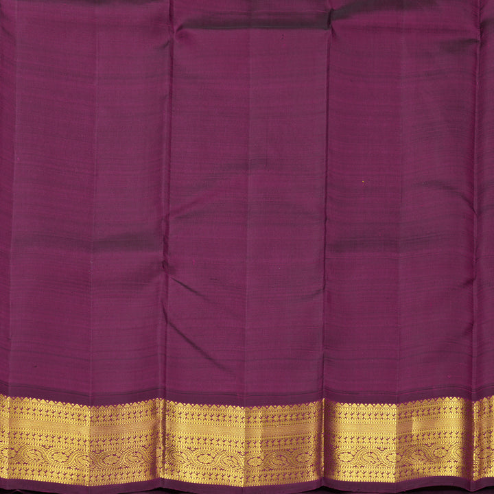 Hayagrivas Handloom Mambazham Orange Kanjivaram Silk Saree with Wine Purple Border KBF627G15-1