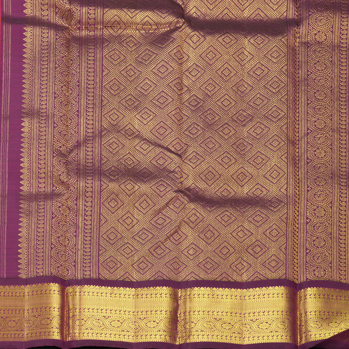 Hayagrivas Handloom Mambazham Orange Kanjivaram Silk Saree with Wine Purple Border KBF627G15-1