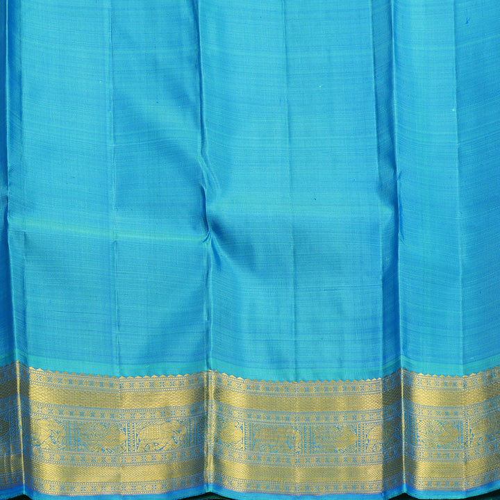 Hayagrivas Handloom Blue Kanjivaram Silk Saree with Sky Blue Border KBF627G8-1