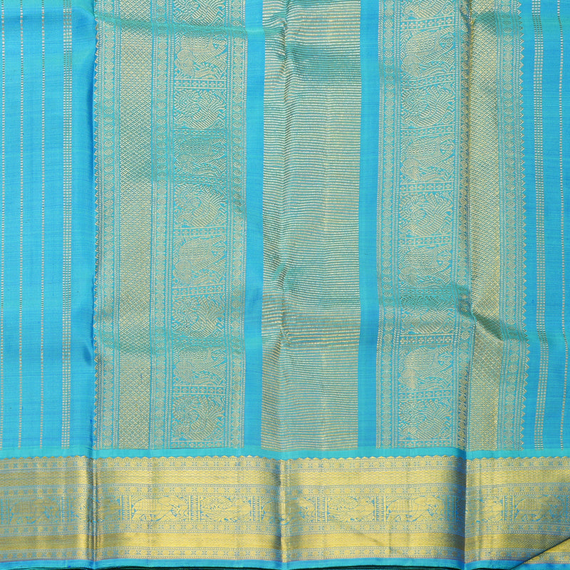 Hayagrivas Handloom Blue Kanjivaram Silk Saree with Sky Blue Border KBF627G8-1