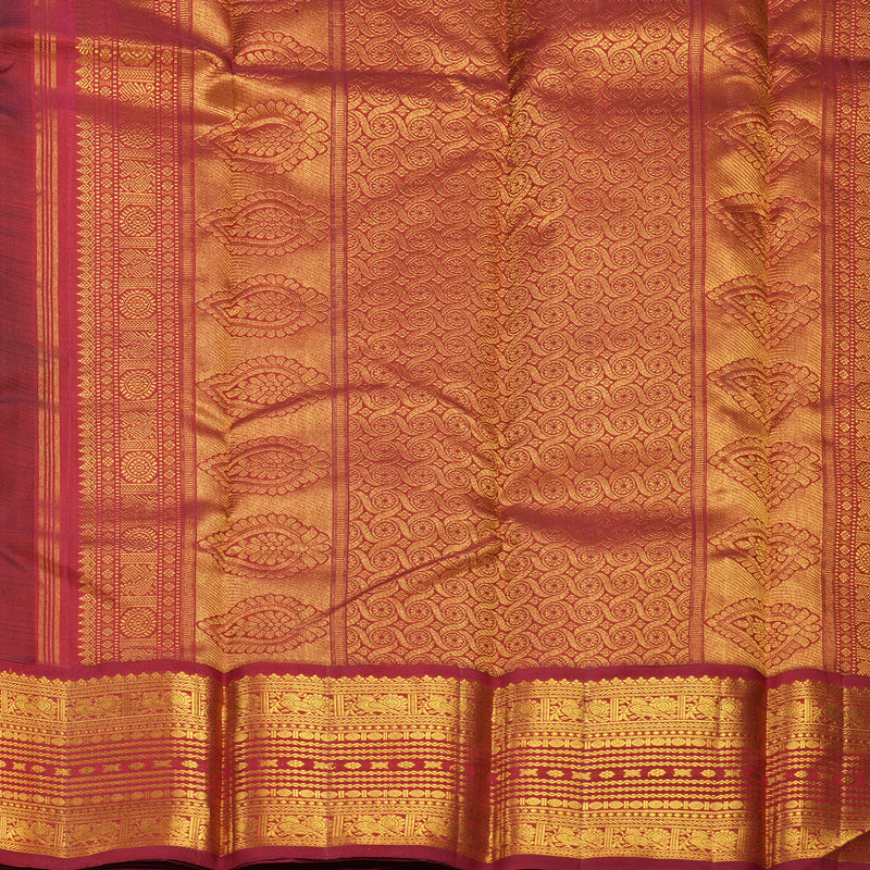 Hayagrivas Handloom MS Blue Kanjivaram Silk Saree with Maroon Border KBF628G1-1