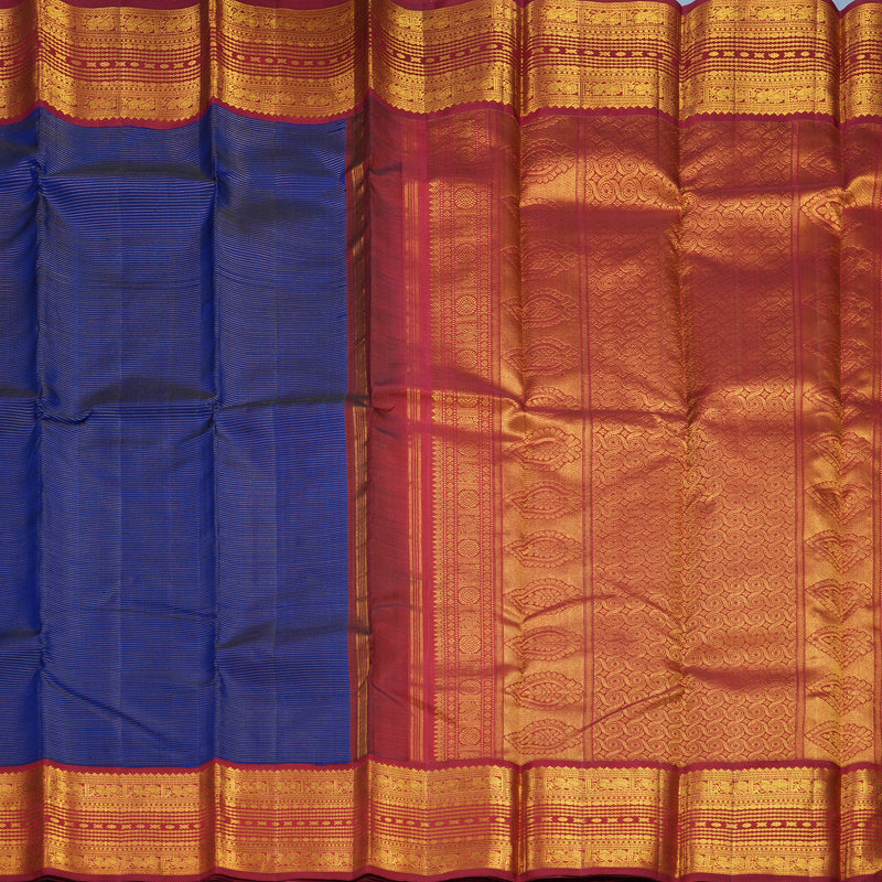 Hayagrivas Handloom MS Blue Kanjivaram Silk Saree with Maroon Border KBF628G1-1