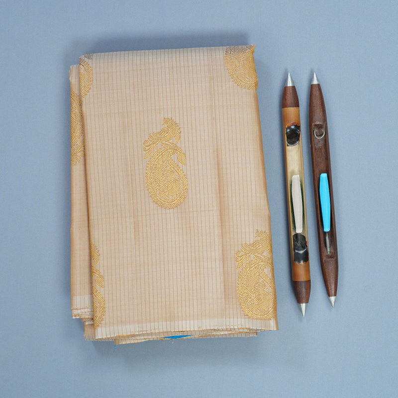 Hayagrivas Handloom Beige Kanjivaram Silk Saree KBF629G1-2
