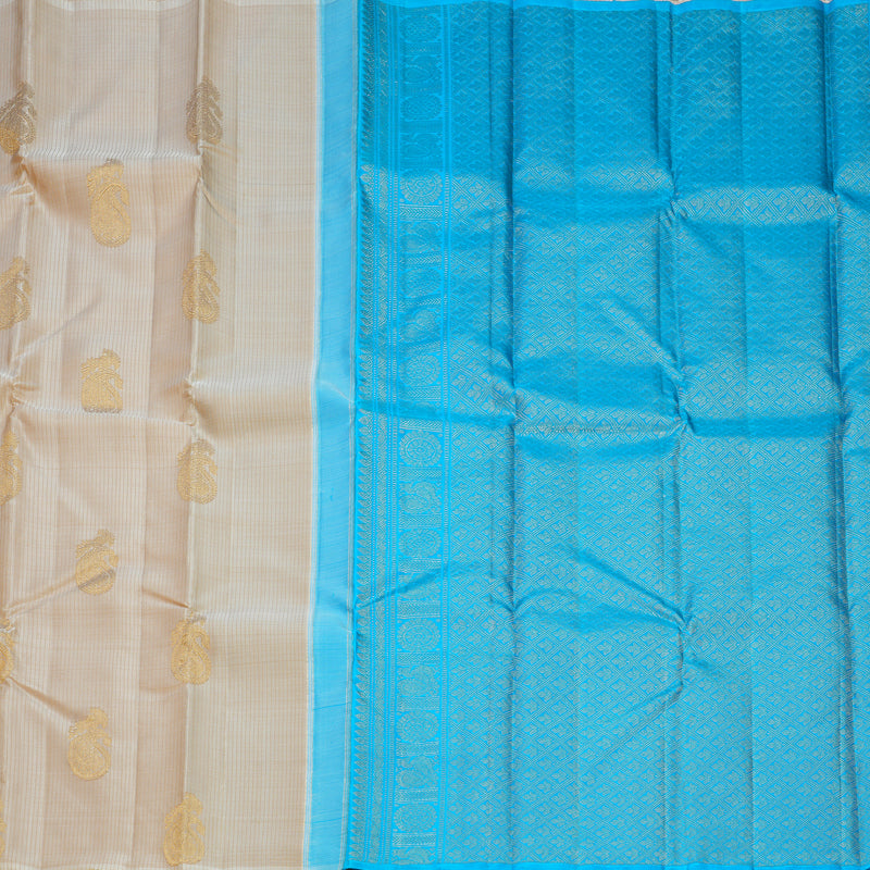 Hayagrivas Handloom Beige Kanjivaram Silk Saree KBF629G1-2