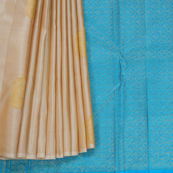 Hayagrivas Handloom Beige Kanjivaram Silk Saree KBF629G1-2