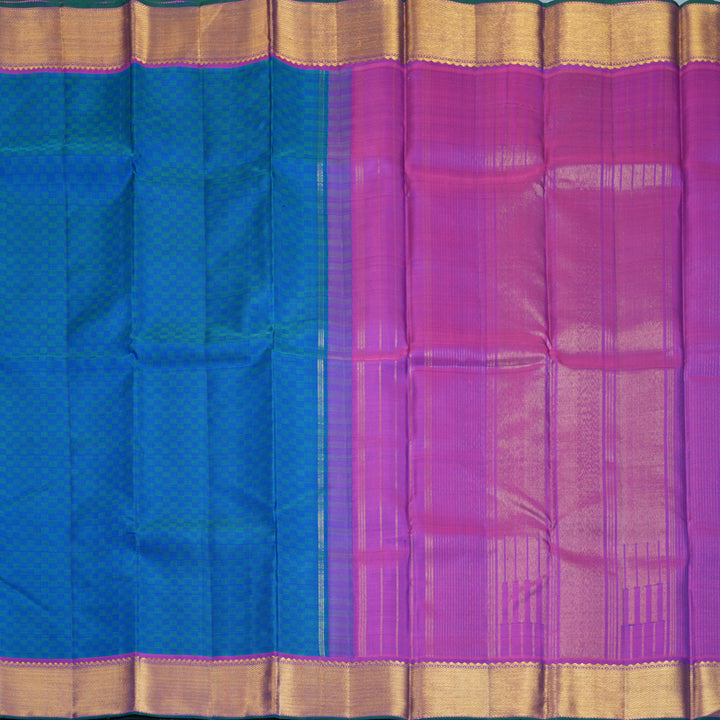 Hayagrivas Handloom Blue Kanjivaram Silk Saree with Purple Border KBF629G3-4