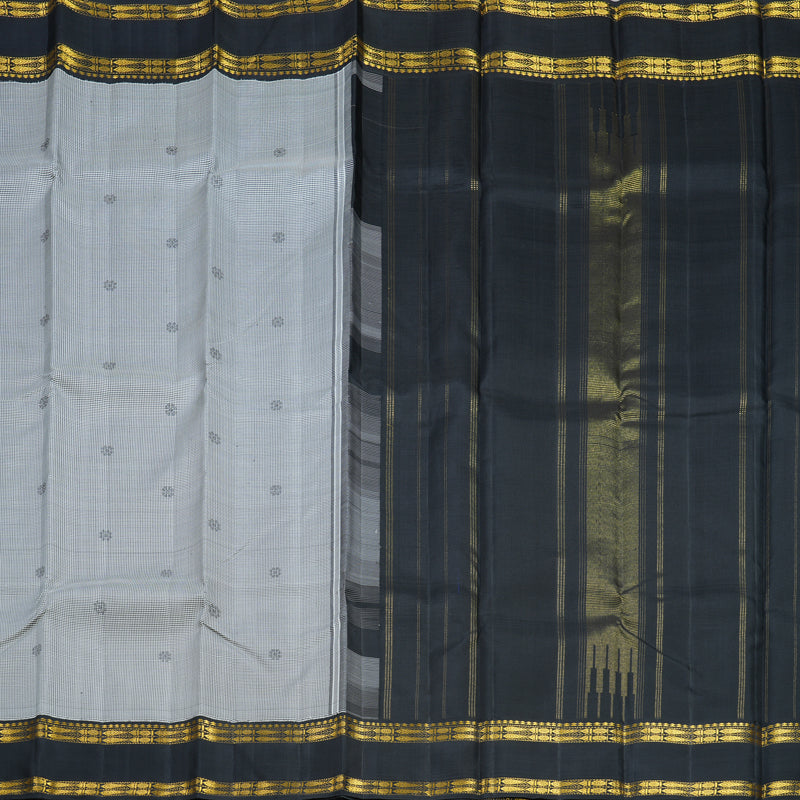 Hayagrivas Handloom Black &amp; White (Zasa Zasa Kattam) Kanjivaram Silk Saree KBF629G8-1