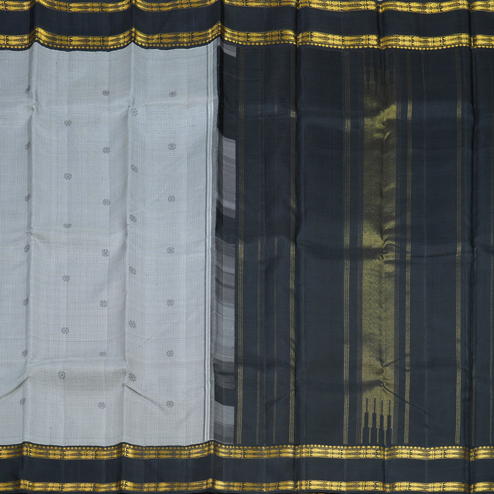 Hayagrivas Handloom Black &amp; White (Zasa Zasa Kattam) Kanjivaram Silk Saree KBF629G8-1