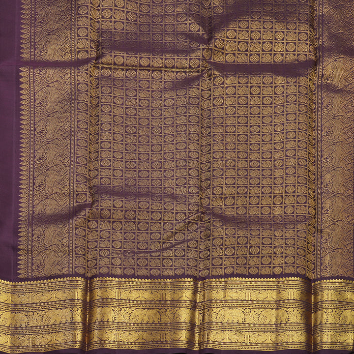Hayagrivas Handloom Rani Pink Kanjivaram Silk Saree with Burgundy Border KBF629G8-2