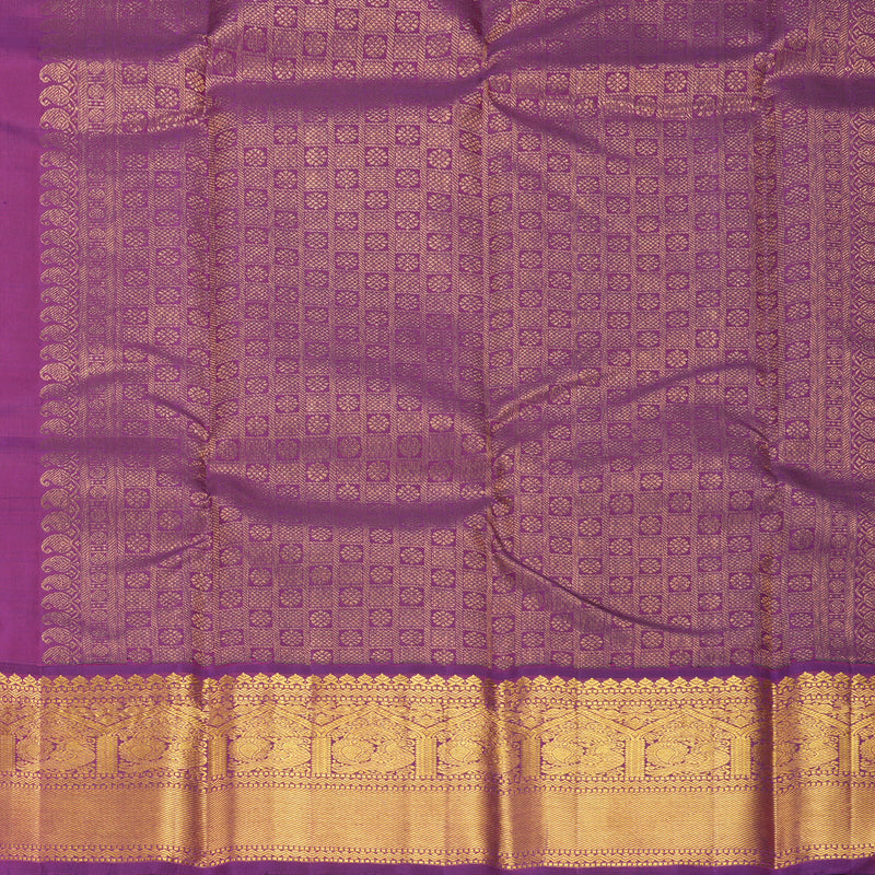 Hayagrivas Handloom Royal Grey Kanjivaram Silk Saree with Purple Border KBF629G9-2