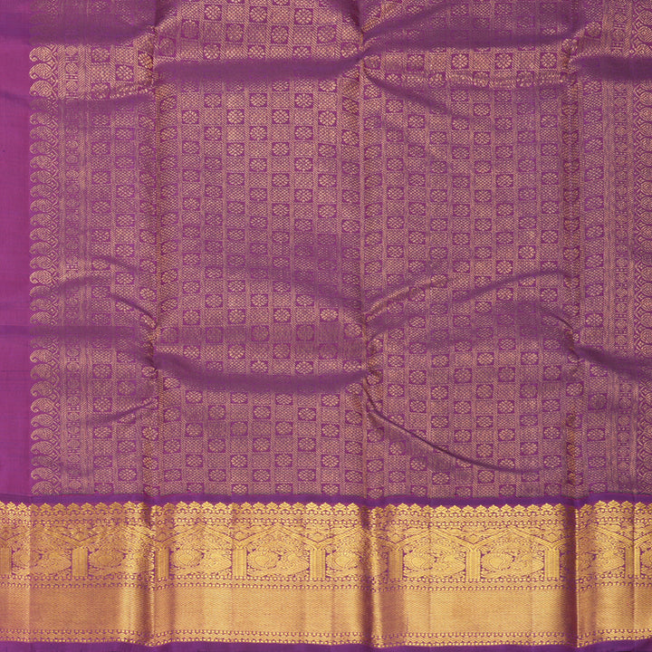 Hayagrivas Handloom Royal Grey Kanjivaram Silk Saree with Purple Border KBF629G9-2