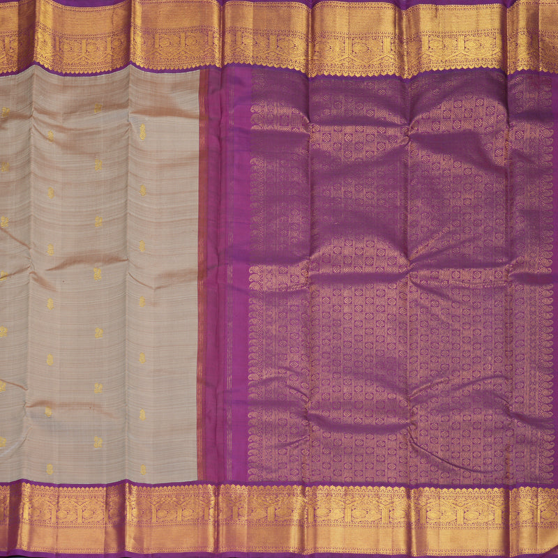 Hayagrivas Handloom Royal Grey Kanjivaram Silk Saree with Purple Border KBF629G9-2