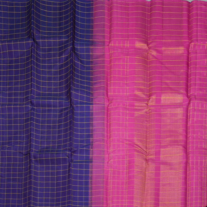 Hayagrivas Handloom Purplish-Blue Kanjivaram Silk Saree KBF630G1-2